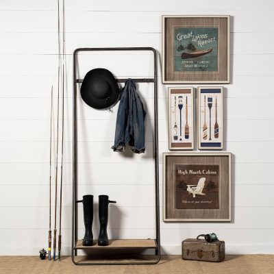 Alternative view of Carell 31L x 18W Black Metal And Wood Shelf Hall Tree