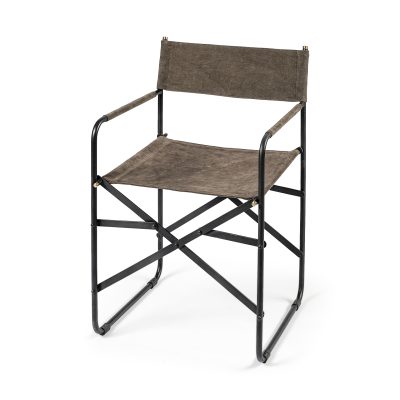 Direttore 19.25L x 20W x 31H  Brown/Gray Suede W/ Metal Frame Dining Chair
