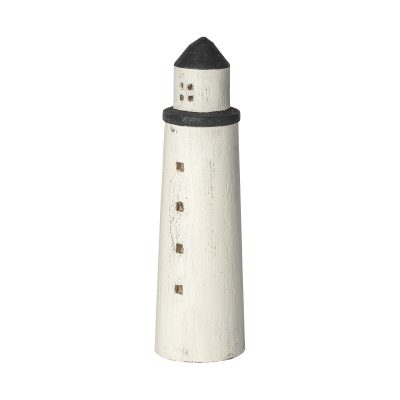 Abner (Large) 4L x 4W White Wooden Coastal Lighthouse