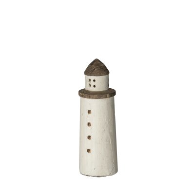 Abner (Small) 3L x 3W White Wooden Coastal Lighthouse