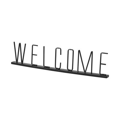 Welcome 24L x 1W Black Metal Sign