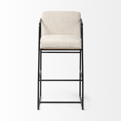 Alternative view of Stamford 40" Total Height Light Beige Upholstered Seat w/ Wood Back, Metal Frame Bar Stool