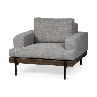 Colburne I Gray Fabric W/ Wood and Iron Frame Accent Chair