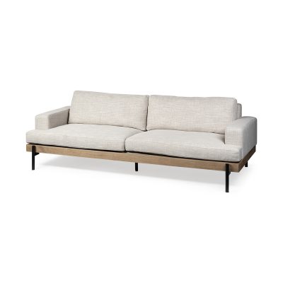 Colburne II 95" Beige Upholstered Three Seater Sofa