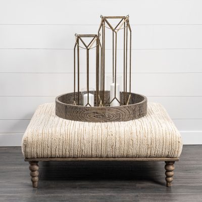 Alternative view of Alder I 42L x 42W Upholstered Cream Seat With Brown Wooden Base Accent Bench