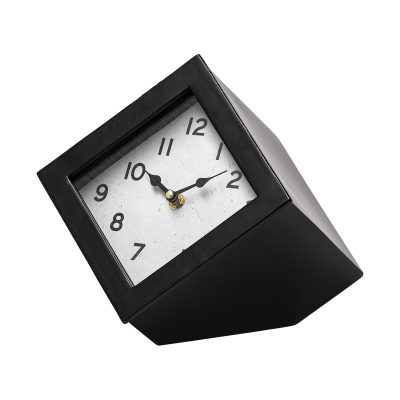Ralph II Black Metal Cube Table Clock