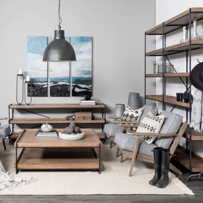 Alternative view of Olympus V Castlerock Grey Fabric Wrapped Brown Wooden Frame Accent Chair