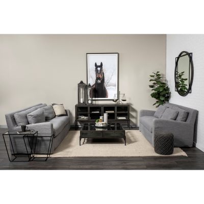 Alternative view of Denly II 92" Casterock Gray Slipcover Three Seater Sofa