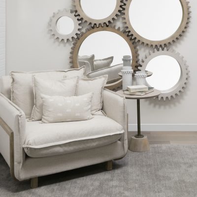 Alternative view of Roy II Beige Upholstered and Brown Wood Frame Arm Chair