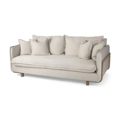 Roy I 84" Beige Upholstered Three Seater Sofa