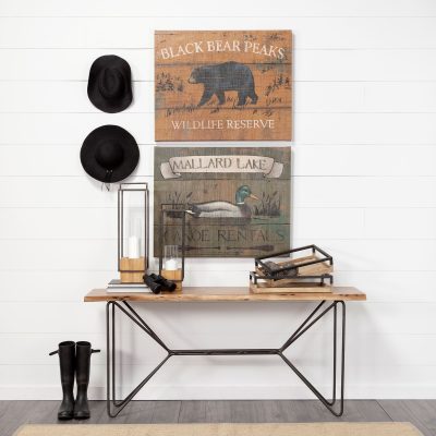 Alternative view of Orionis Large Wood w/ Black Metal Lantern Candle Holder