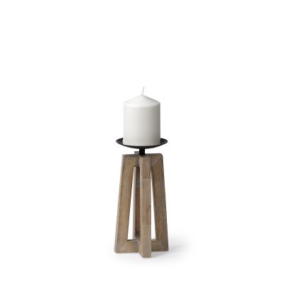 Astra Small Light Brown Wood Pedestal Base Table Candle Holder