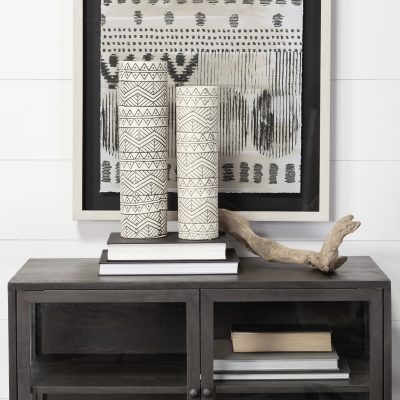 Alternative view of Uhura I Small Cream Black Patterned Cylindrical Vase