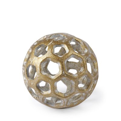 Moyer I (Small) 3L x 3W Gold Metal Hollow Decorative Orb