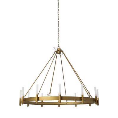 Decamp II (47.2"x36.2") Gold Metal Chassis Glass Tube Twelve Light Chandelier
