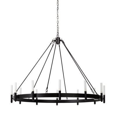 Decamp I (47.2"x36.2") Black Metal Chassis Glass Tube Twelve Light Chandelier