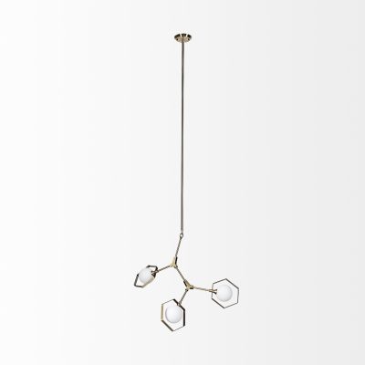 Alternative view of Desousa II (33.9"L x 8.8"W x 28"H) Champagne Metal Multi-Arm Three Light Chandelier