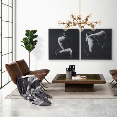 Alternative view of Flavelle I Brown Leather Cushion Seat and Solid Iron Base Accent Chair