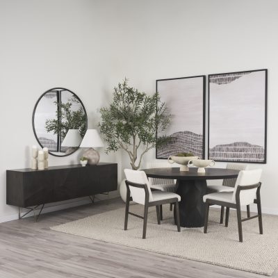 Alternative view of Fitzgerald 60" Round Brown Solid Wood Top & Base Dining Table