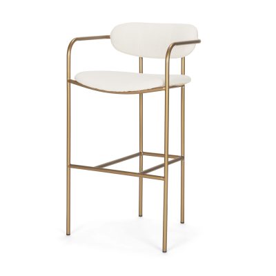 Parker 30" Seat Height Cream Fabric Seat Gold Metal Bar Stool