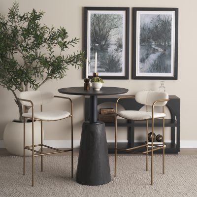 Alternative view of Parker 30" Seat Height Cream Fabric Seat Gold Metal Bar Stool