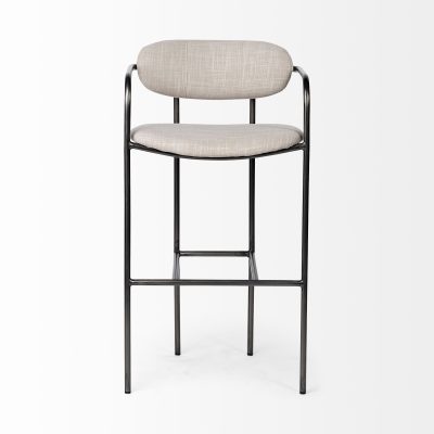 Alternative view of Parker 30" Seat Height Beige Fabric Seat Gun Metal Grey Metal Bar Stool
