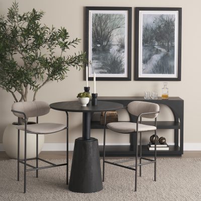 Alternative view of Parker II Beige Fabric Seat Gun Metal Grey Metal Counter Stool