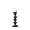 Candelero I Small Black Metal Grooved Table Candle Holder 2 0029900 68558 A