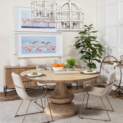 Alternative view of Crossman 60" Round Blonde Solid Wood & Base Dining Table
