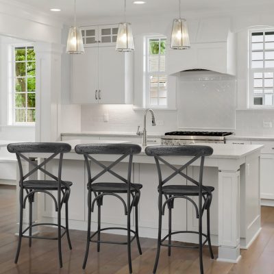 Alternative view of Etienne 26.25" Seat Height Black Wood Seat Black Metal Base Stool