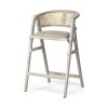 Tabitha 30.75" Seat Height Beige Fabric/Rattan Seat Blonde Wood Frame Bar Stool 2 0027390 68497 A
