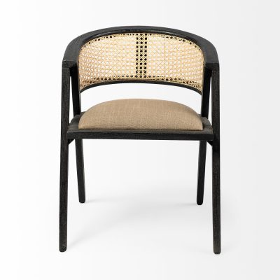 Alternative view of Tabitha I Black Wooden Frame Linen Wrap Seat Dining Chair