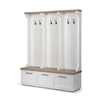 Fairview IV 61L x 17W White And Brown Wood With Storage Hall Tree