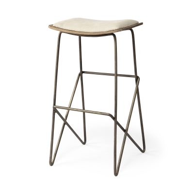 Katniss 30" Total Height Cream Fabric Seat Gold Metal Frame Bar Stool