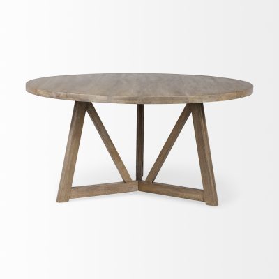 Alternative view of Legolas I 60" Round Brown Solid Wood Top & Base Dining Table