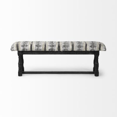 Alternative view of Denison II 56L x 15W Black Wood Base Woven-Leather Cushion Top Accent Bench