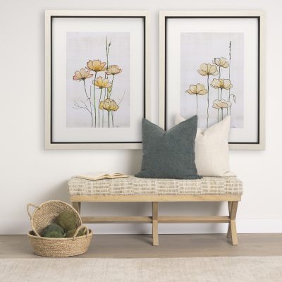 Alternative view of Solis II 50L x 16W Brown Base Beige Woven Leather Cushion Accent Bench