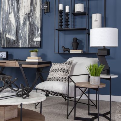 Alternative view of Leonidas 28.5L x 29.5W x 34.0H  Cream Upholstered Padded Seat and Black Metal Frame Accent Chair