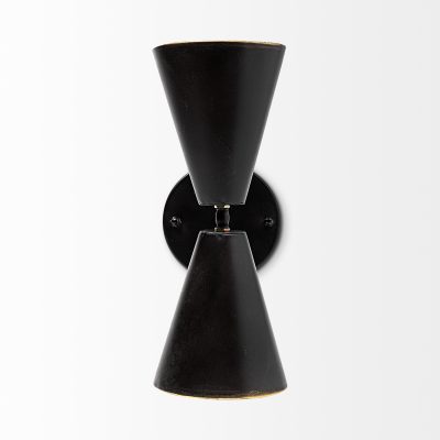 Alternative view of Eris II 7.3x12.6 Black Metal w/Gold Accent Double-Cone Wall Sconce