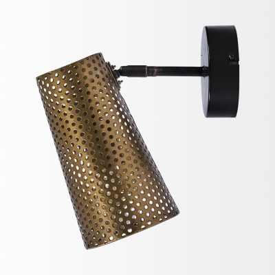 Alternative view of Wesley I 11x10.2 Gold Toned Perforated Metal Cone Wall Sconce