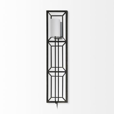 Alternative view of Noah 12.2x55 Black Metal w/White Fabric Shade Rectangular Wall Sconce