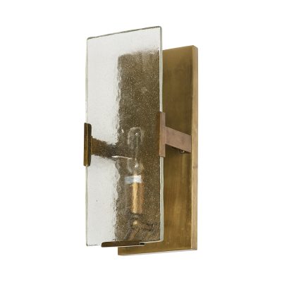 Gruber 4.5x12 Brass Toned Metal w/Frosted Glass Rectangular Wall Sconce