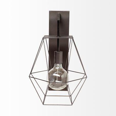 Alternative view of Cordova 12x19 Gray Metal Hanging Bulb Caged Wall Sconce
