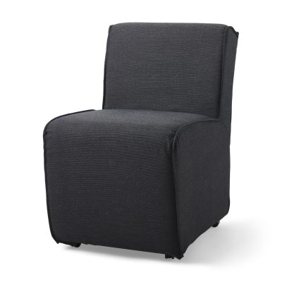 Damon Fully Upholstered Grey Fabric Dining Chair on Casters