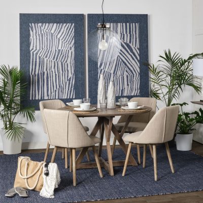 Alternative view of Ronald I Cream Fabric Wrap Brown Wooden Base Dining Chair