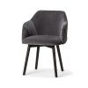 Ronald II Grey Velvet Wrap Black Wooden Base Dining Chair