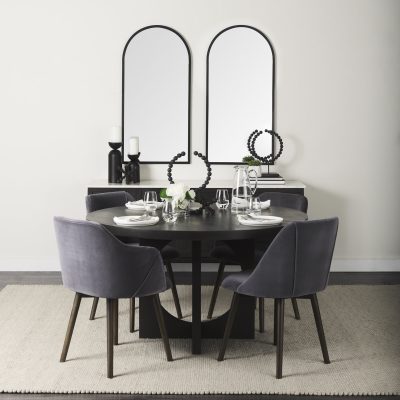 Alternative view of Ronald II Grey Velvet Wrap Black Wooden Base Dining Chair