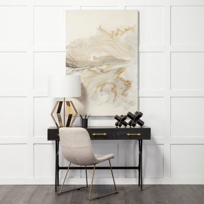 Alternative view of Sawyer I Beige Fabric Seat Gold Metal Frame Dining Chair