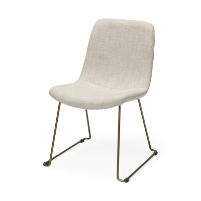 Sawyer I Beige Fabric Seat Gold Metal Frame Dining Chair