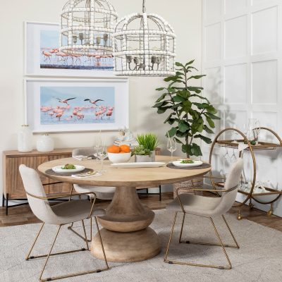 Alternative view of Sawyer II Beige Fabric Wrap Gold Metal Frame Dining Chair